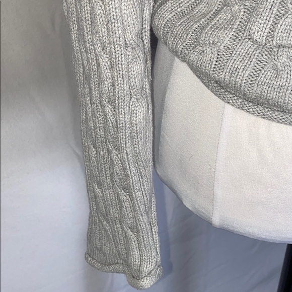 Boutique y2k Gray cotton Hoodie cable knit v neck pullover sweater pocket. Rk1n - Picture 6 of 9